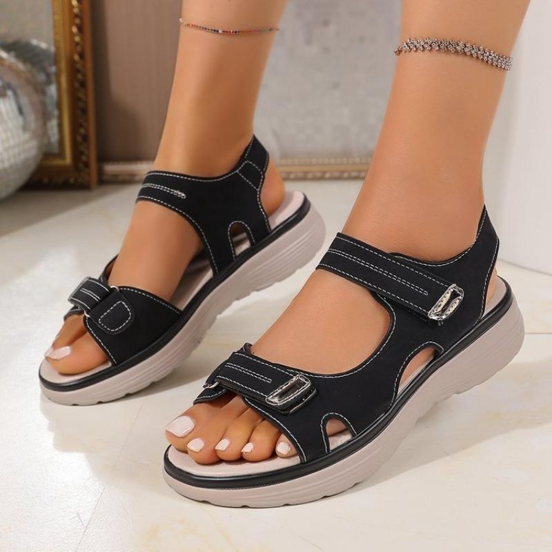 

Large-sized Shoes Thick-soled Casual Sandals Velcro Sandals Women s Shoes 36 чорний