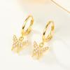 S925 Sterling Silver Diamond-Inlaid Butterfly Stud Earrings - Elegant, Niche Forest Style
