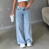 Damen High Waist Weites Bein Gerader Schnitt Jeans Lockerer Sitz Vintage Gewaschene Jeans 2025