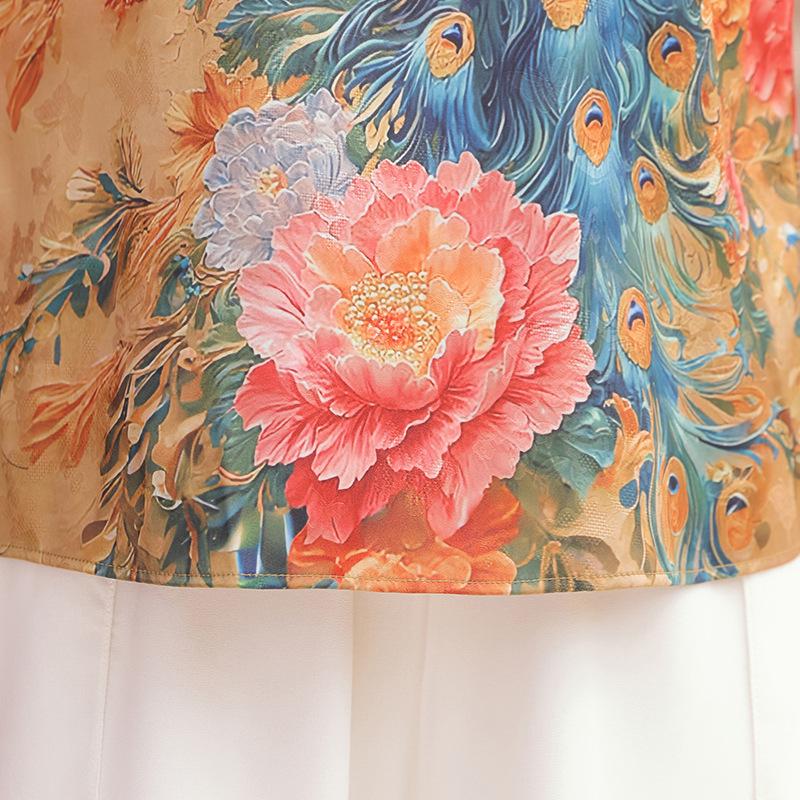 New Style Summer Top for Middle-Aged Women: Chinese National Style, Plus Size, Casual Wear