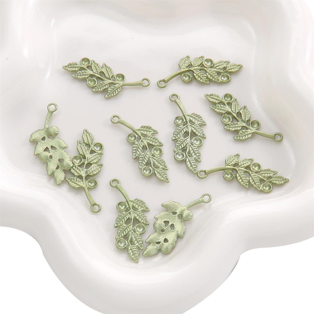 

1-2 шт./пакет из сплава с зелеными листьями, подвеска, браслет, ожерелье, серьги, ювелирные аксессуары 13x33mm 2pcs/bag