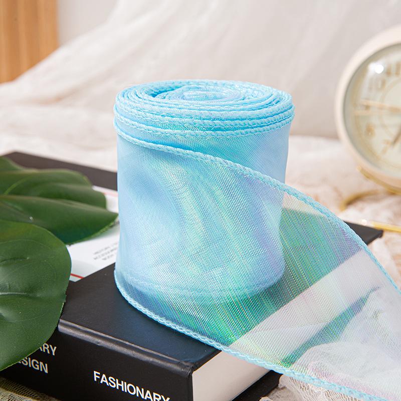 4cm x 10 Yards Iridescent Fishtail Yarn Ribbon, Polyester Lace Tulle for Floral Art & Baking.