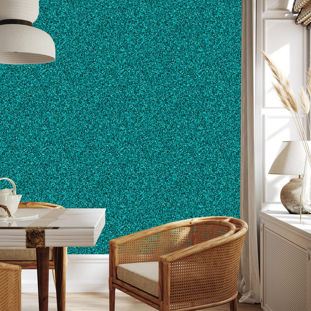 Glitter wallpaper, turquoise background, turquoise center for living room and bedroom 50x1000