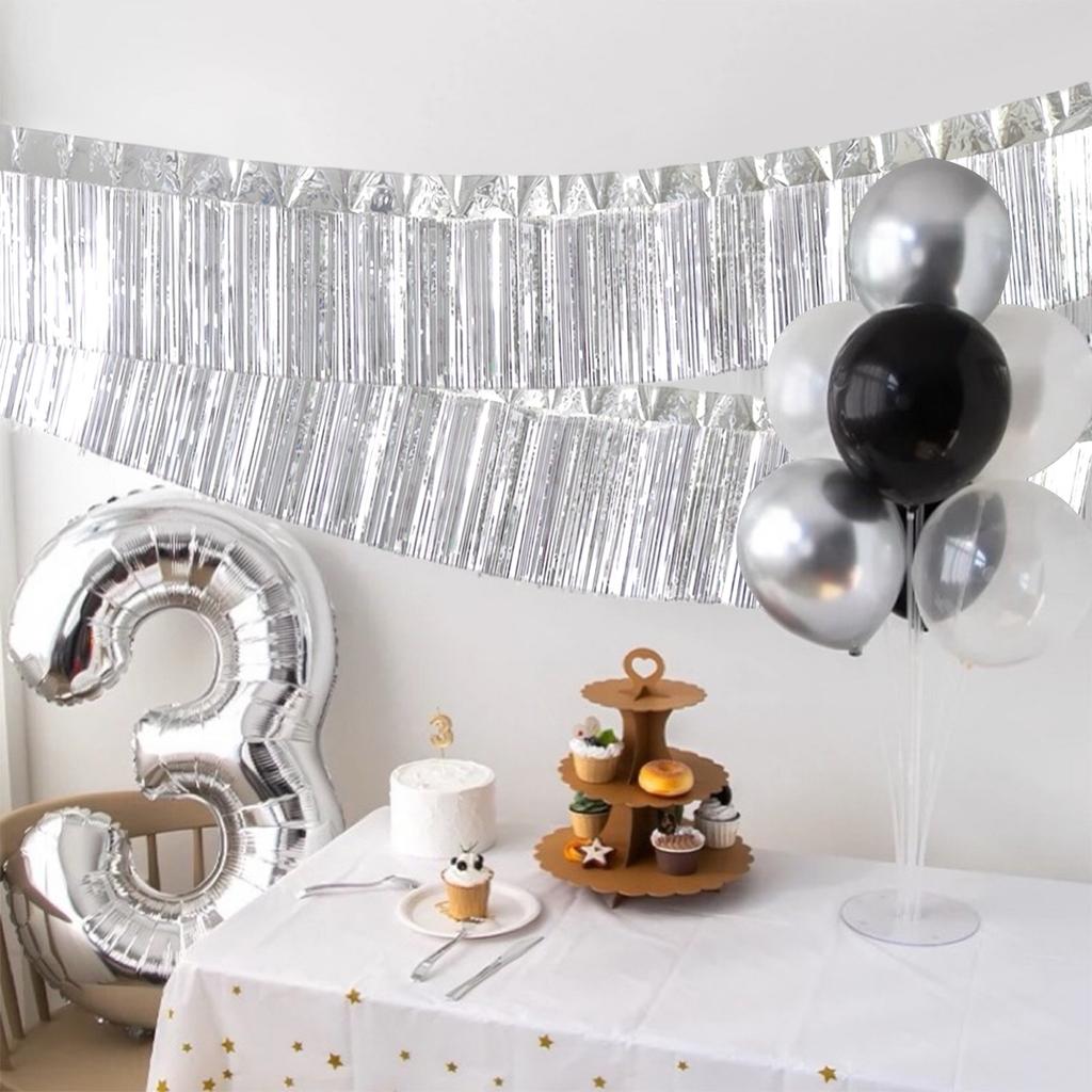 3M Foil Fringe Garland Glitter Metallic Tinsel Streamers Banner Hanging for Birthday Wedding Christmas Party Wall Backdrop Decor