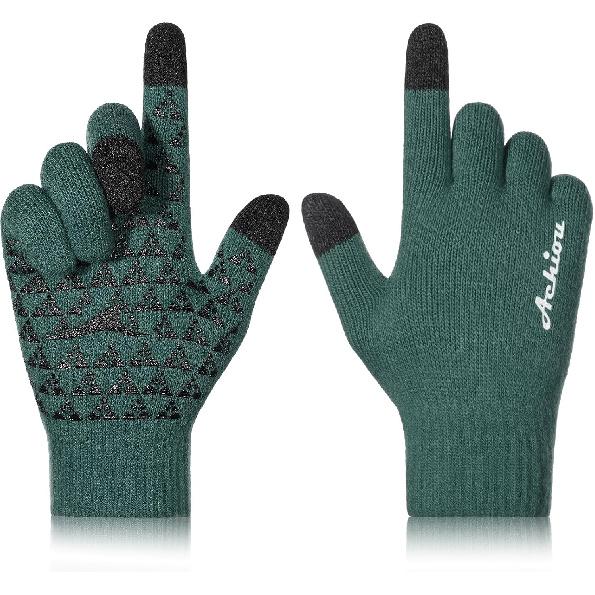 Achiou Winter Gloves for Men and Women, Touchscreen Soft Knit Gloves