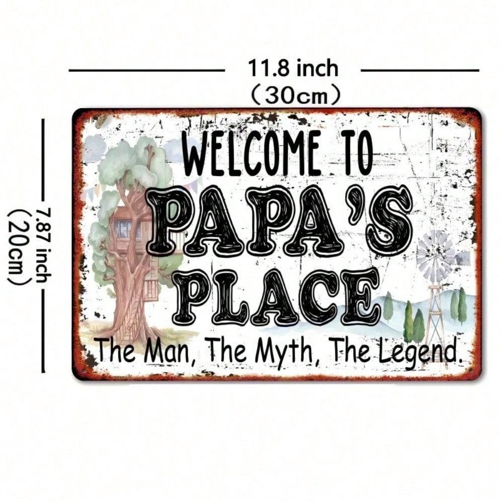 Vintage Metal Dad House Welcome Sign Rustic Father's Day Gift Wall Decor