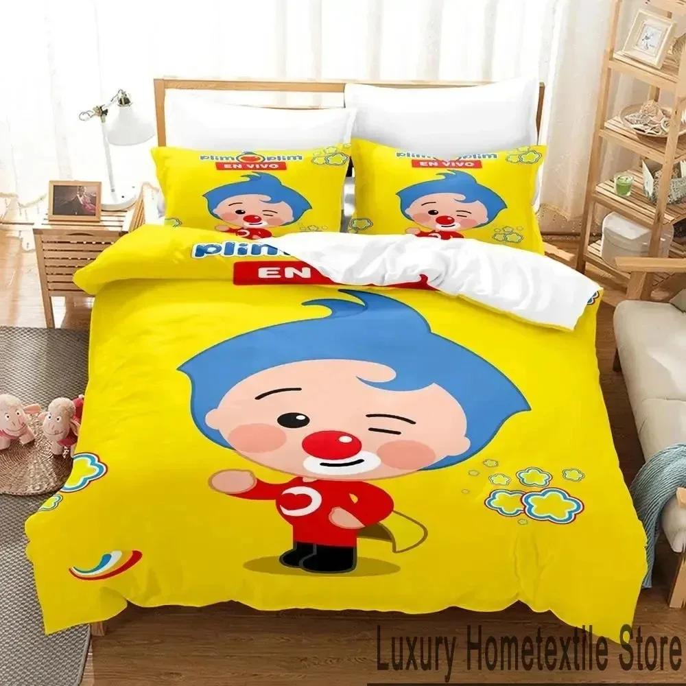 

3D Print Plim Cartoon Plim Bedding Set Boys Girls Twin Queen King Size Duvet Cover Pillowcase Bed boys Adult Home Textileextile EU Single 135x200cm