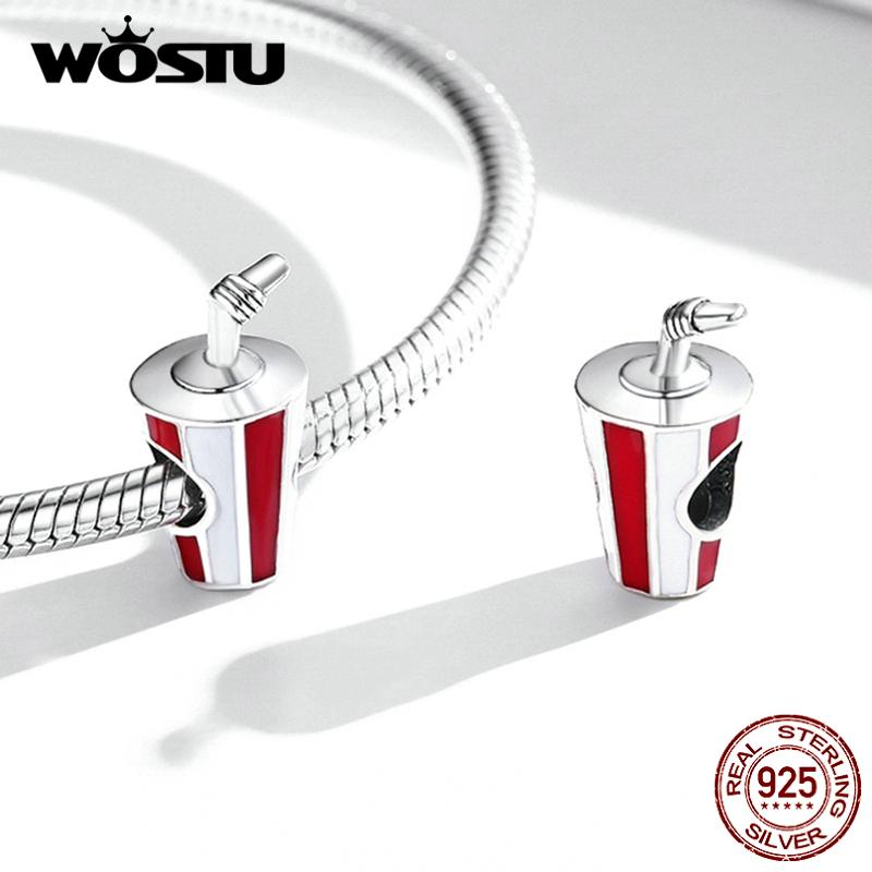 WOSTU 925 Sterlingsilber Köstlicher Funkelnder Getränkeanhänger Passend für Original Armband Halskette DIY Schmuck