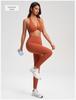 European & American Halter Push-Up Sports Bra - Nude Feel, Skin-Friendly Open Back Yoga Style, Women's Fashion YG-1005
