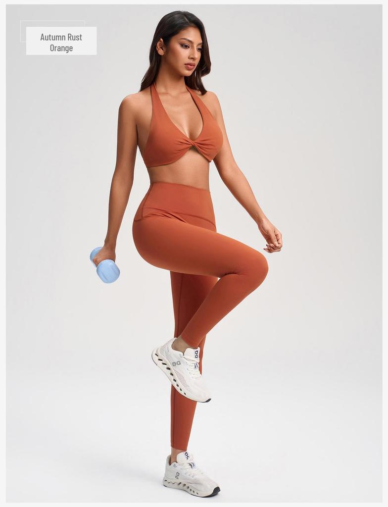 European & American Halter Push-Up Sports Bra - Nude Feel, Skin-Friendly Open Back Yoga Style, Women's Fashion YG-1005