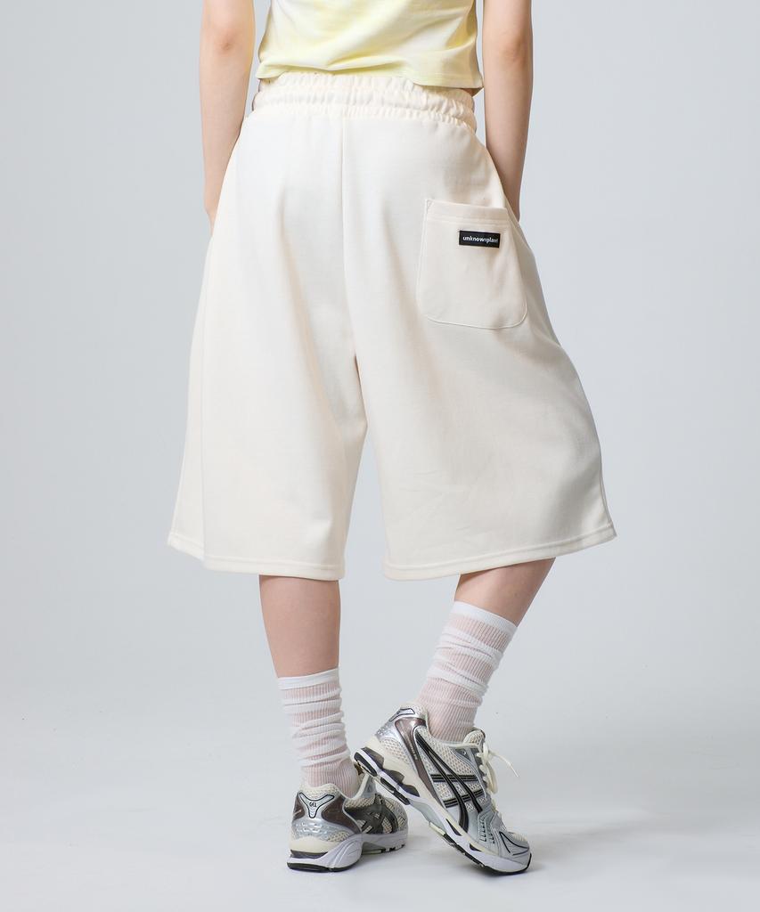 UNKNOWN PLANET Daily Wide Sweatshirt Shorts Pants Ivory
