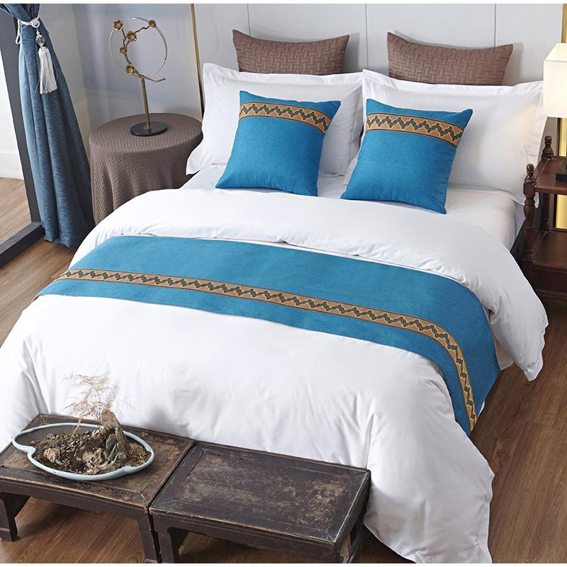 Runner da letto in stile europeo, ricamo di lusso, bandiera, runner da tiro, camera da letto, decorazione per la casa, letto, asciugamano, federa