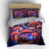 Enchanted mushroom forest under starry sky Print Bedding Set 1 Duvet Cover 2 Pillowcases for Adult and Children Luxury Gift