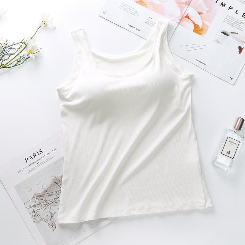 Modal with Chest Cushion Vest Women's Threaded Inner Bra One-piece Underwear Sleeveless Base Can Be Worn Externally with Yoga Camisole