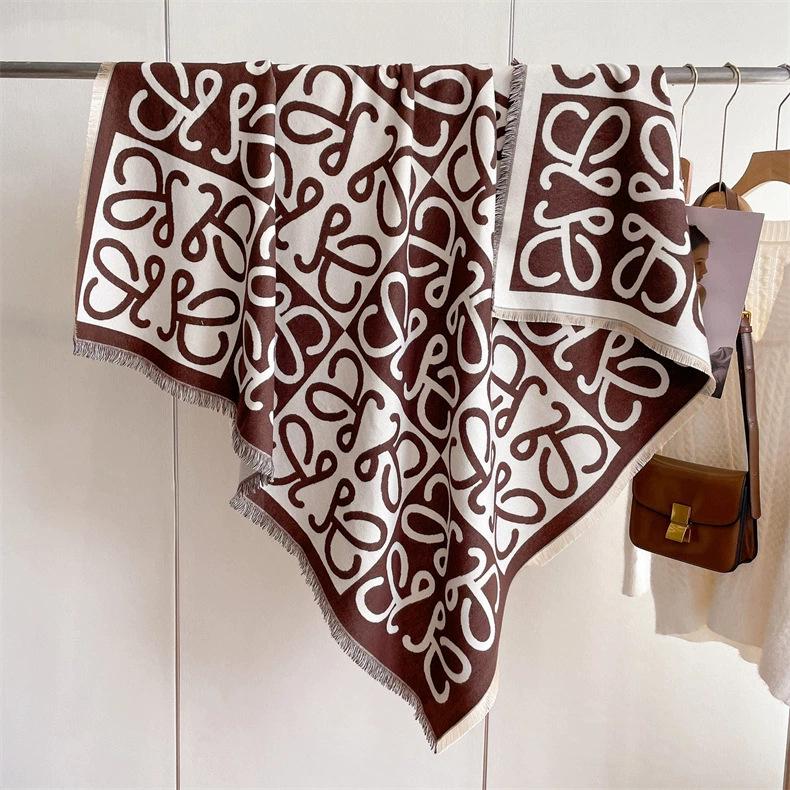 Women's High-Quality Wool Cashmere Scarf: Thick, Warm, Tassel Shawl for Autumn and Winter