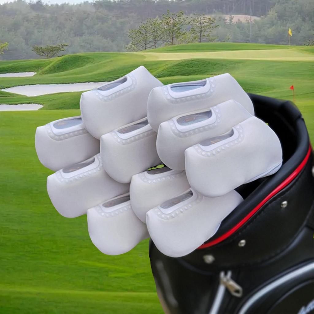 10 Pieces Golf Iron Headcover Set Club Head Covers Waterproof Visible Window Protector