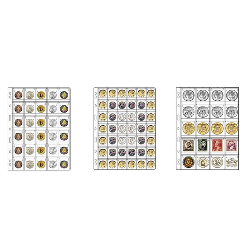 30 Pocket Replacement Coin Storage Page 10 PCS Plastic Wallets with Stamp Collector Supplies for Stamp Collection Coin Storage Page
