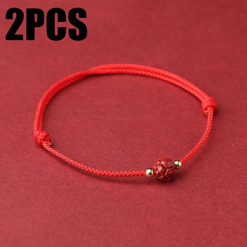 

2 шт., браслет из бисера «Лотос», простые мужчины, женщины, китайский стиль, тканый ручной работы, размер, регулировка размера, браслеты для пар, очаровательный мальчик, Китай, красные ювелирные изделия, подарки 2PCS красный