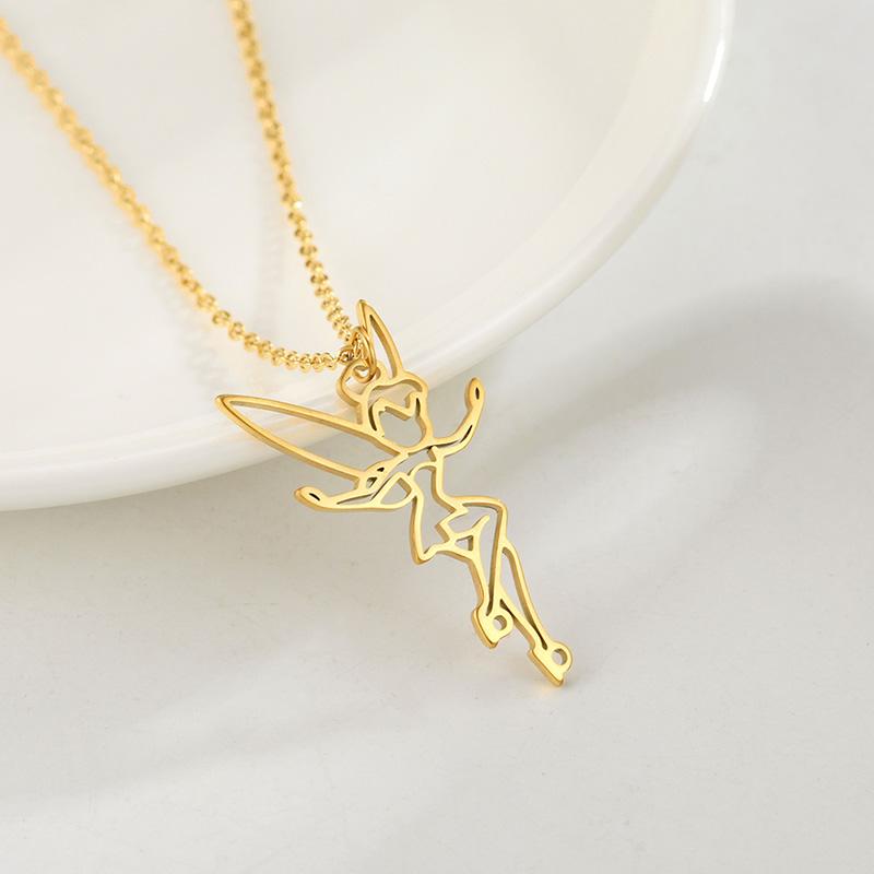 

Princess Wendy Tinkerbell Pendant Necklace Fairy Pixie Angel Trendy Exquisite Magical Dancer Ballet Choker Jewelry Gifts 60cm