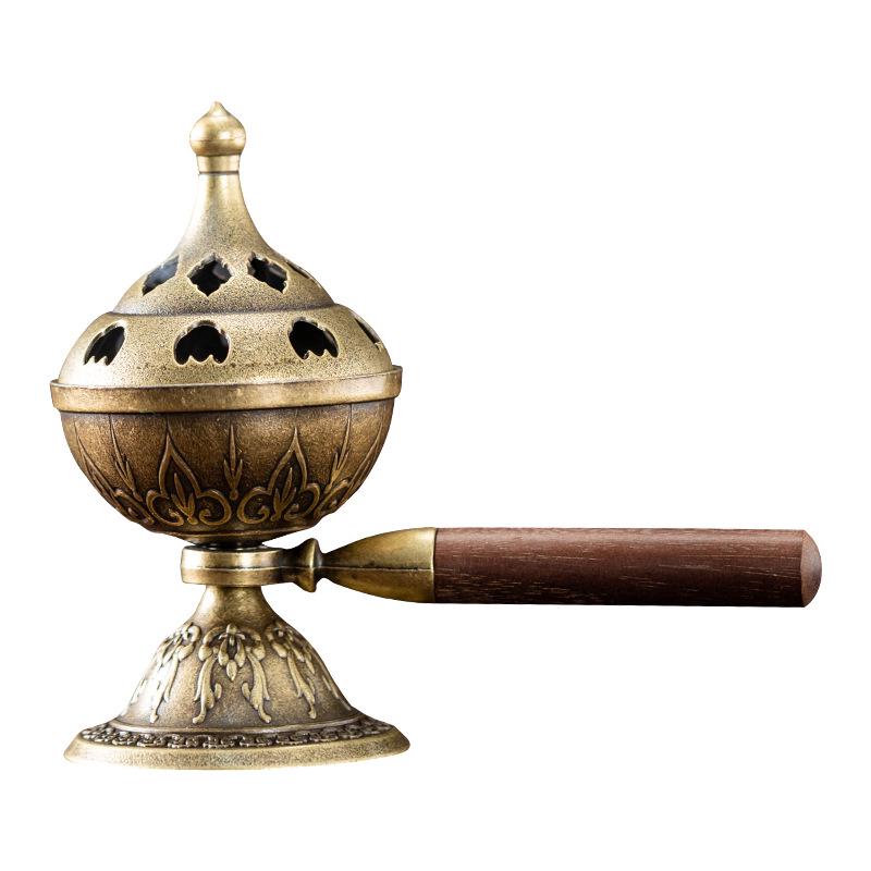 Creative Rotating Handheld Retro Incense Burner with Auspicious Clouds Design
