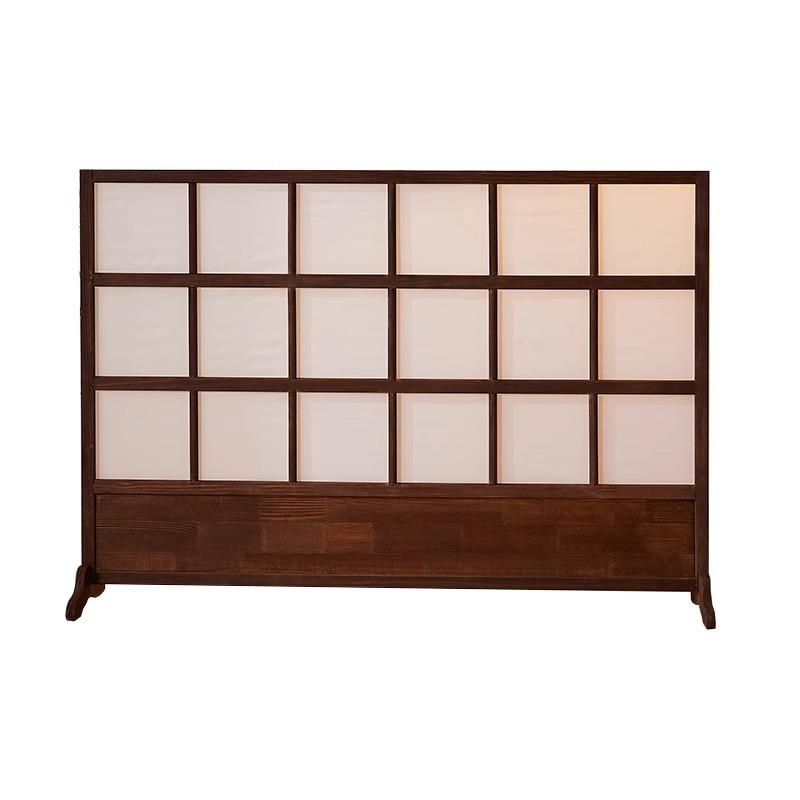 Retro Solid Wood Folding Screen Divider for Living Room and Bedroom