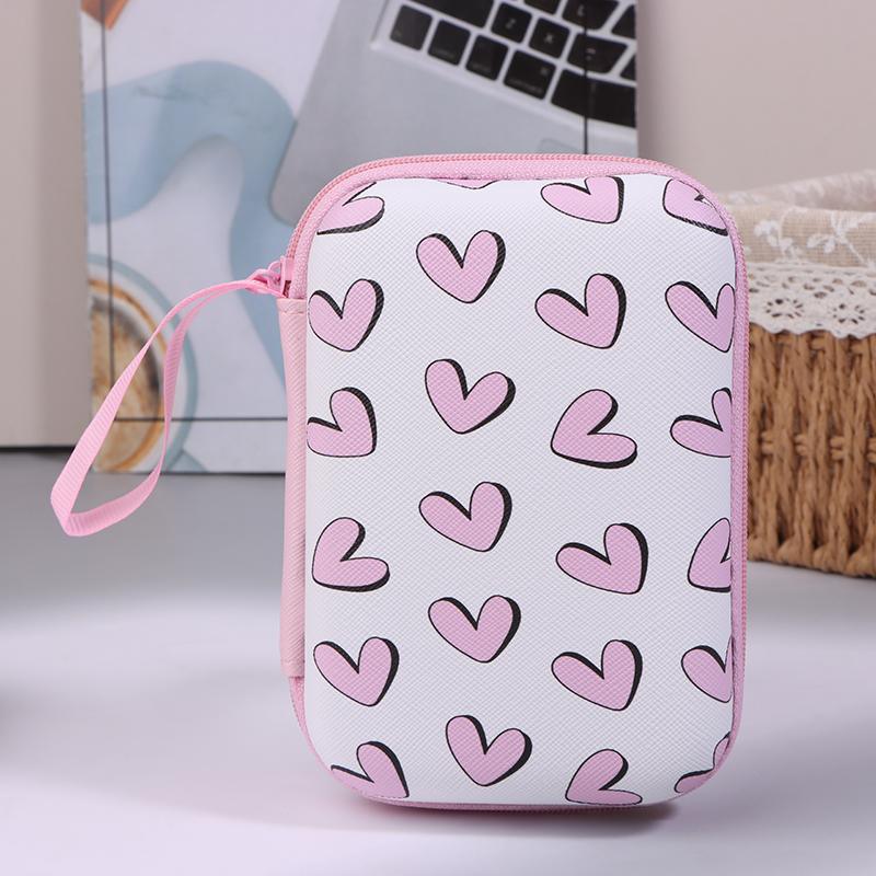 Heart Butterfly Headphone Data Cable Storage Bags Charger Power Bank Rectangular Box Zipper Bag Pocket Pouch