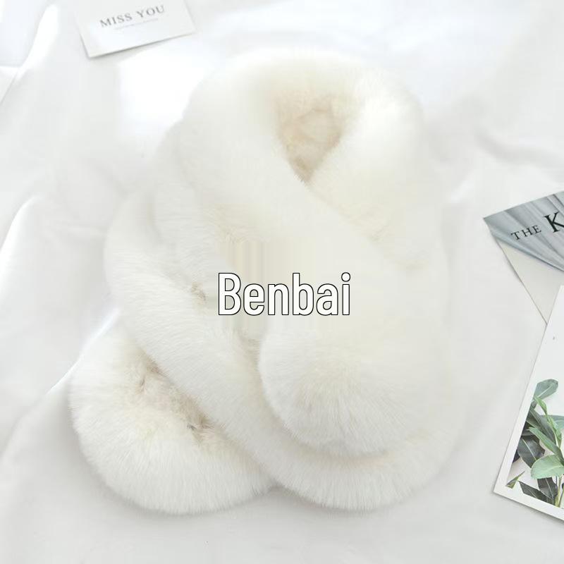 Unisex Faux Rex Rabbit Fur Snood: Cozy Korean Style Plush Neck Warmer for Winter