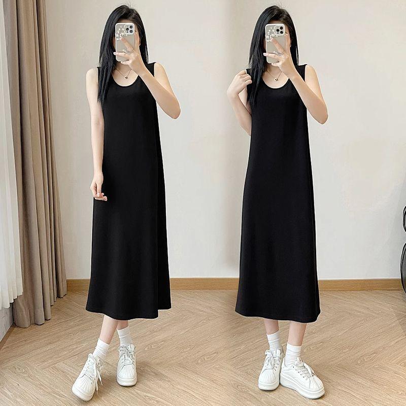 

New Summer Sleeveless Dress Vest Set: Slim Fit Two-Piece with Cross Design & Sun Protection Loose Shirt, Solid Color (2025) S (up to 100 Jin)
