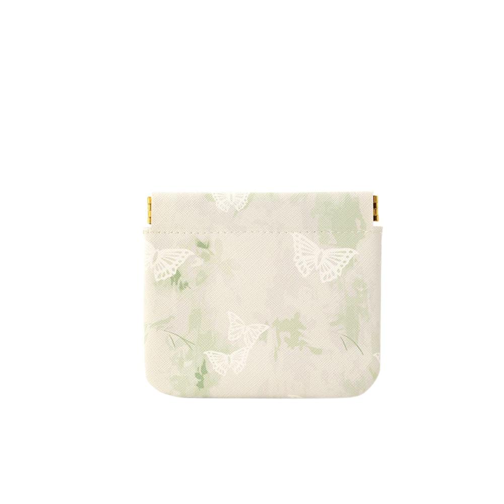 Pu Leather New Chinese Style Leaf Spring Bag Cosmetic Bag Jewelry Storage Bag Self-closing Coin Purse Coin Bags Earphone Bag