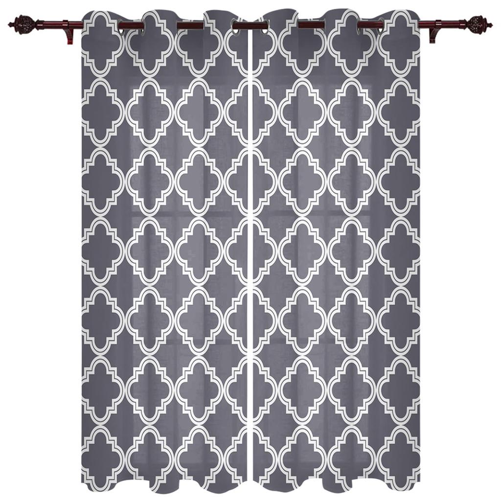 Modern Morocco Black White Curtains Kitchen Decor Items Window Curtains for Living Room Bedroom Curtain Panel