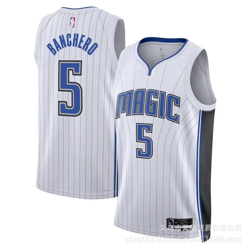 Orlando Magic NBA Basketball Trikot 5 Paolo Banchero City Edition Herren Damen Atmungsaktiv Leichtgewicht Sportbekleidung XL gray
