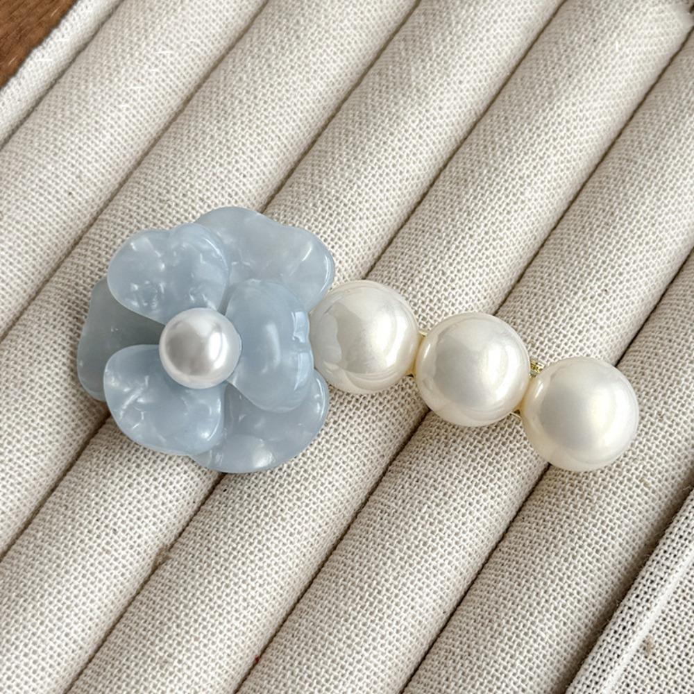 Acetate Flower Hair Clip Korean Style Duckbill Clip Cute Camellia Pearl Side Clip  Daily