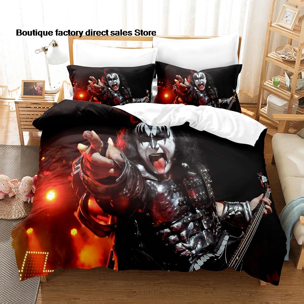 y2k Metal Rock Kiss Band album Bedding Set Single Twin Full Queen King Size Bed Set Kids Bedroom Duvetcover Sets Bedding Set