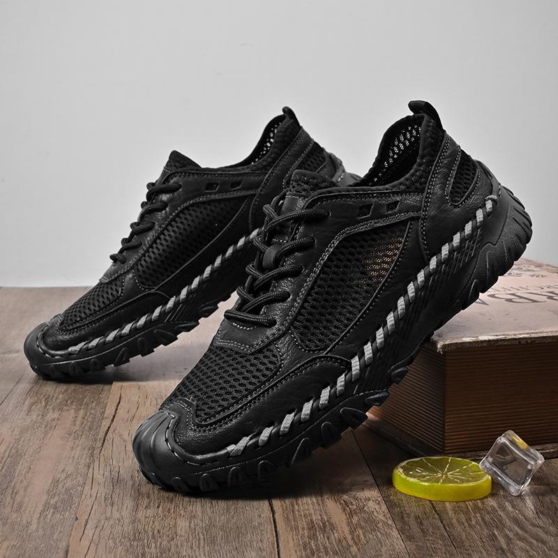 

Summer men s shoes outdoor leisure new versatile lightweight mesh shoes mesh hollow youth shoes 46 чёрный