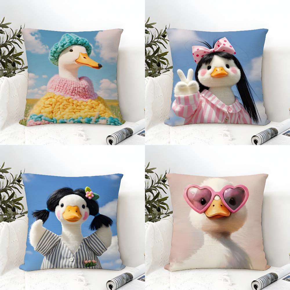 2 Funny And Cheerful Duck Pattern Pillow Case Home Living Room Decoration Linen Pillowcover Pillow Cases Cushion Cover