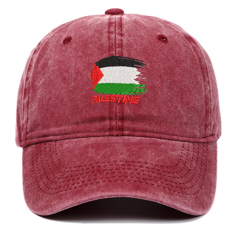 Free Palestine Embroidered Baseball Cap, Vintage Washed Dad Hat, Adjustable Political Sun Hat for Men Women