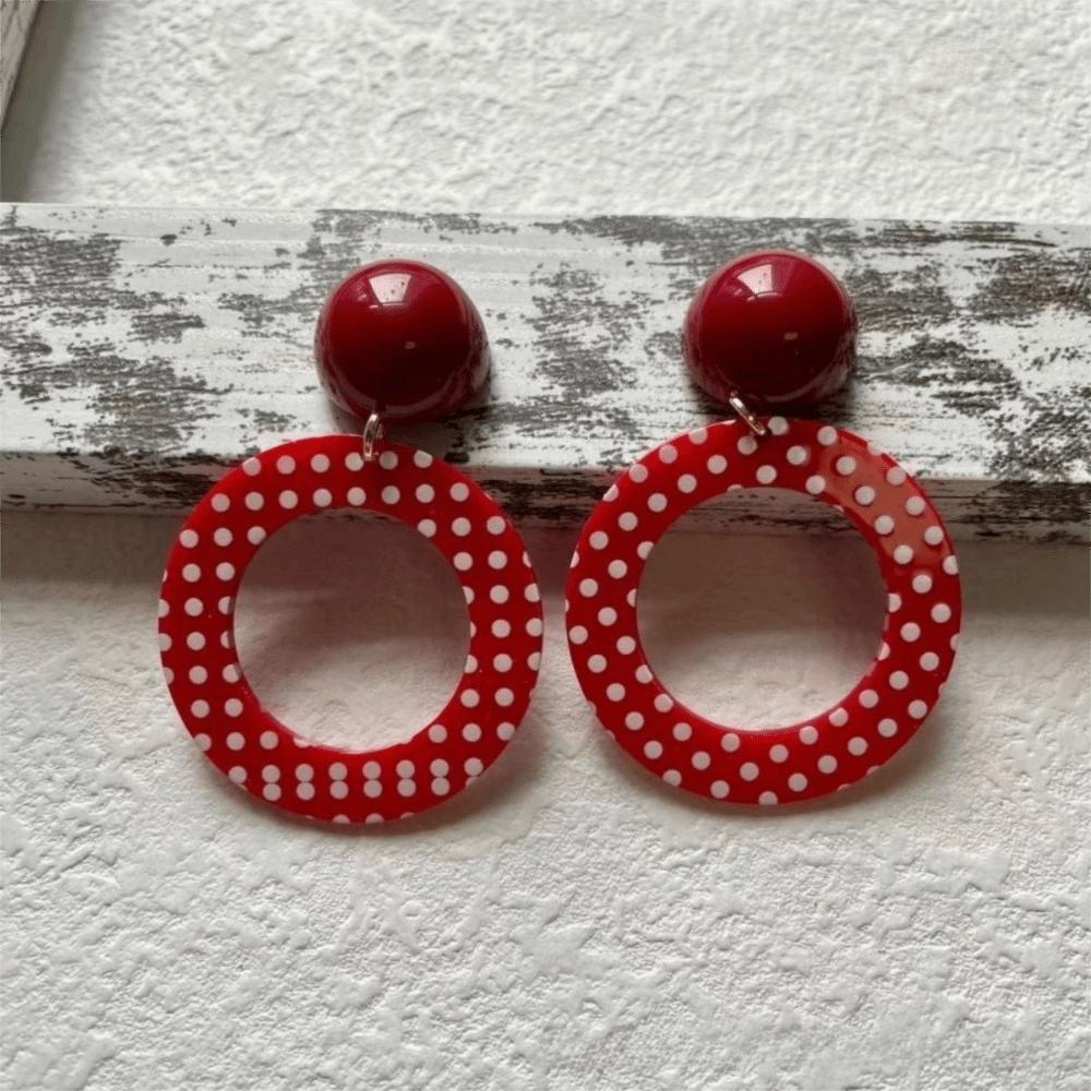 

Sweet Circular Earrings Geometric Wave Point Earrings Fashion Drop Earrings Women красный