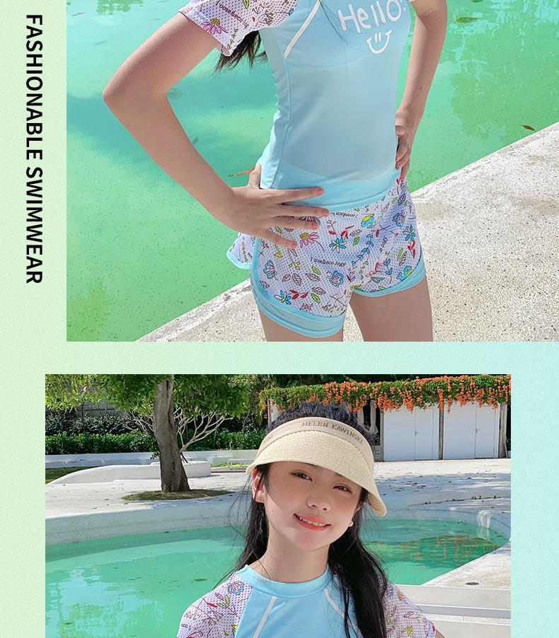 Conservative Girls' Sports Swimsuit - Stylish Split Design for Children