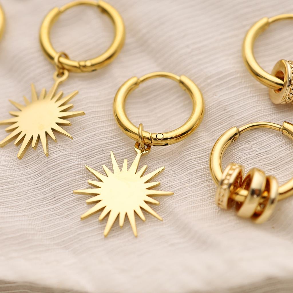 Fashion Gold Non-Fading Stainless Steel Earrings Mangxing Simple Titanium Steel Earrings Women
