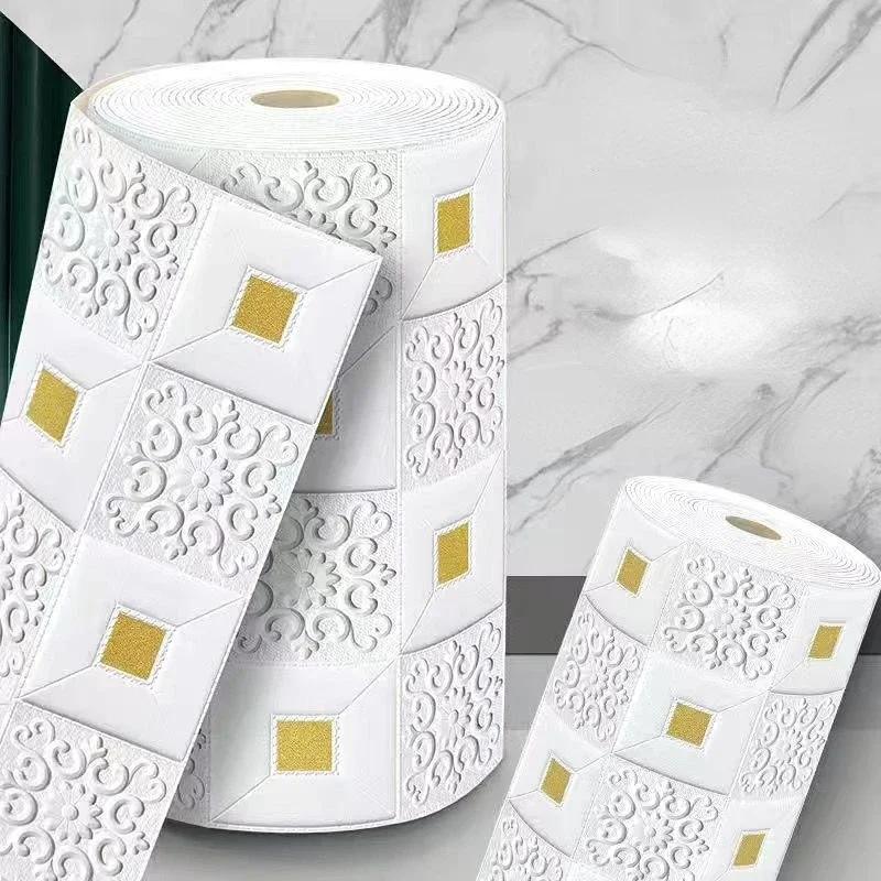 70cm*10m 3D Self-Adhesive Wallpaper Continuous Wall Stickers Living Room Bedroom Children's Room Home Decoration