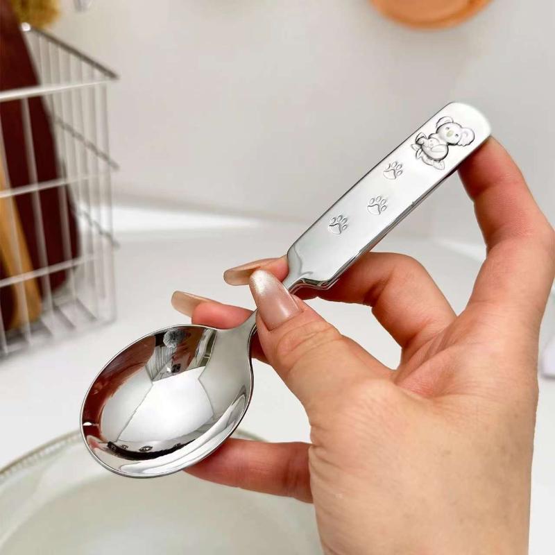 1/3PCS Cartoon Stainless Steel Spoon Koala Pattern Children's Rice Spoon Soup Spoon Ice Cream Spoon Tea Spoon Dessert Spoon