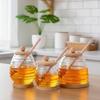 Transparent Glass Honeycomb Tank 280/400/500ml Honey Storage Container With Dipper And Lid Large Capacity Elegant Honey Bottle