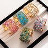 European Style Rhinestone-Inlaid Colorful Gravel Bracelet, High-End Trendy Design, Wide Opening for Men and Women, Super Sparkle.