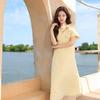 Sancai Plus Size Summer A-Line Ribbon Waist Dress