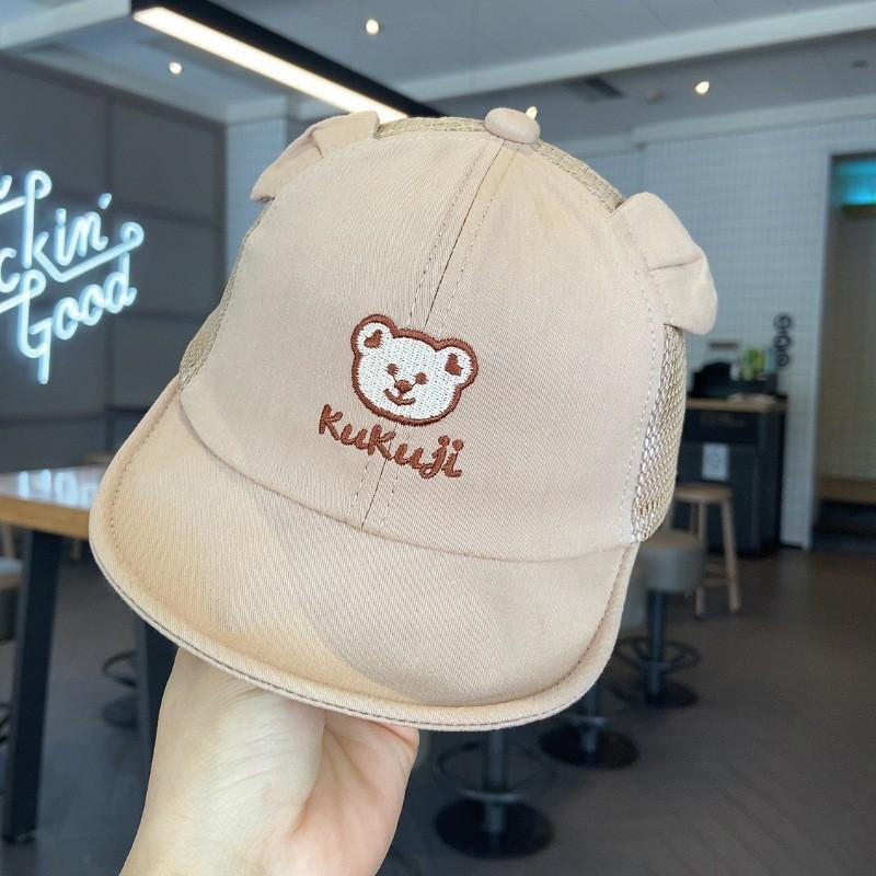 Cute Bear Baby Baseball Cap Breathable Mesh Thin Infant Boy Girl Peaked Cap Summer Soft Brim Cotton Toddler Snapback Sun Hats