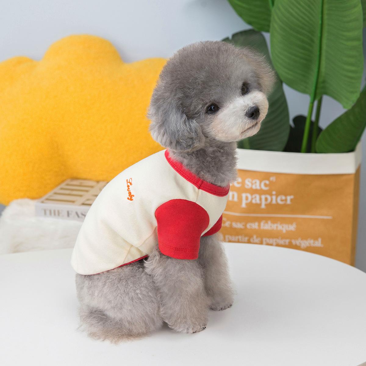 

Весенне-летняя новая одежда для домашних животных, одежда для домашних животных, Тедди, домашняя одежда, футболка с короткими рукавами, одежда для собак S красный