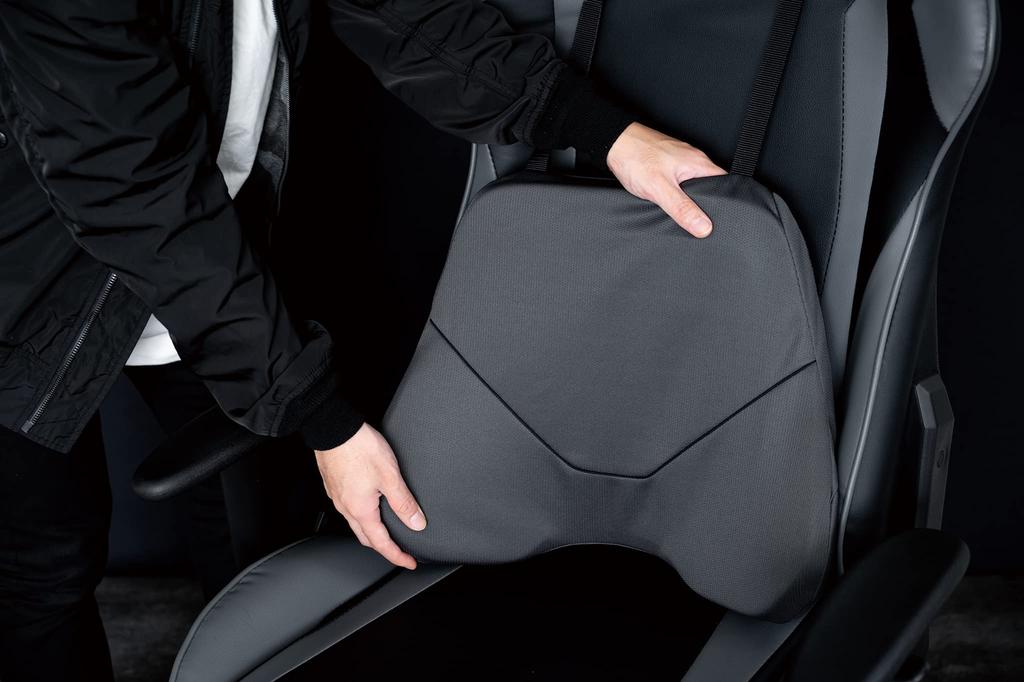 EXGEL Gaming Chair Back Gray Lower Back Lower Back Pain Gaming Made in Seat Urethane Foam Cushion, Cushion, Pain, Prevention, Lumbar, Chair, Japan,