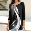 Women's Fashion Casual Long Sleeve  Print Round Neck Pullover Top Blouse