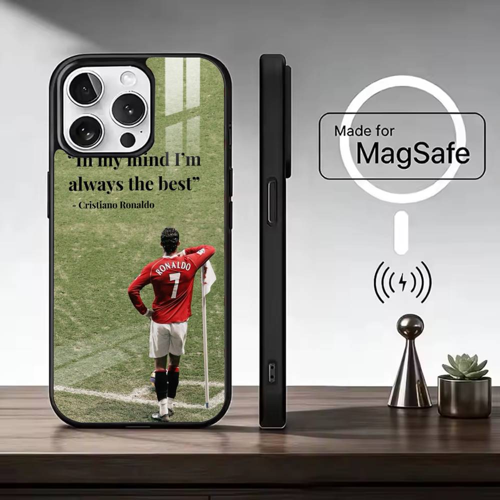 F-Berühmte Fußballspieler C-CR7 Handyhülle Für iPhone17,16,15,14,13,12,11 Plus,Pro Max, Neues Magnetisches Kabelloses Laden