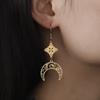 Fashion Long Hollow Moon Double Hole Tassel Earrings Simple Versatile Slimming Earrings